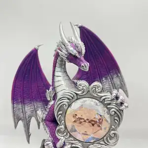 Décoration de bureau en résine dragon violet personnalisable