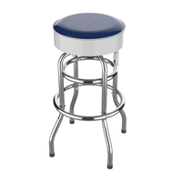 Tabouret de bar pivotant chromé de haute qualité, structure en acier moderne, double anneau, personnalisable, pour restaurant