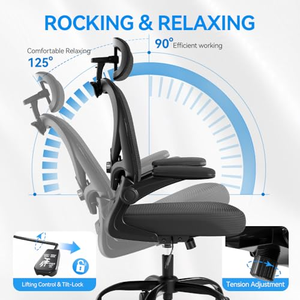 Silla de Oficina Ergonómica Moderna y Ajustable con Soporte Lumbar y Reposacabezas, Silla de Malla Económica para Computadora, Estudio o Dormitorio - Product Image 5