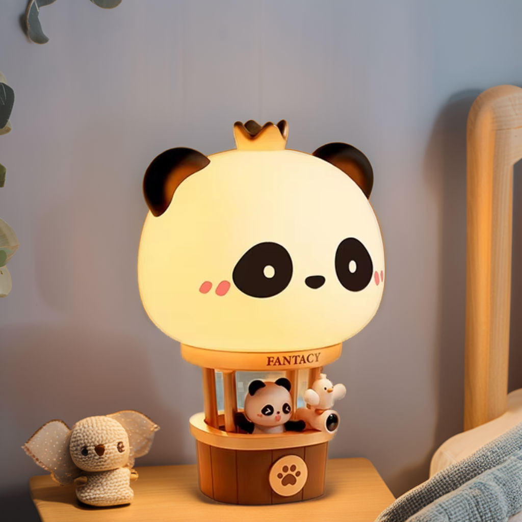 Panda Night Light Modern Hot Air Balloon Cute Cartoon Best Friend Touch Battery-Powered Perfect Gift for Children