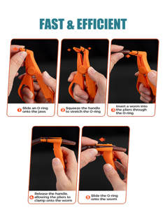 Fishing Lure <b>Clip</b> Baits Utensil Worm Rig Kits Rig Tools Soft Bait Pliers Wacky Neko Tube Rig with 10 PCS <b>O</b> Rings PP Durable - Product Image 6