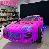 Éclairage LED décoratif pour voiture gonflable rose, modèle de voiture de course gonflable personnalisé pour la publicité