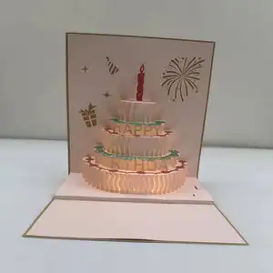 Cartão de aniversário musical 3D, cartão gravado com música_