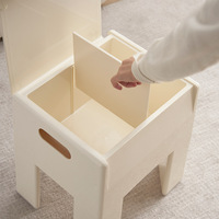 Tabouret de rangement en plastique ModHomi, pouf carré moderne avec couvercle compartimenté