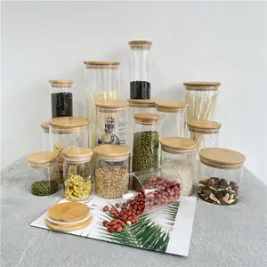 食品储藏罐容器升华印花家居储物创意玻璃宽口易取竹顶意大利面罐