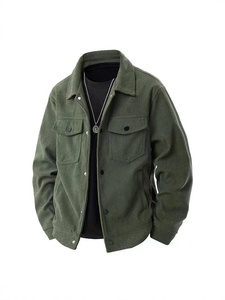 Automne/hiver hommes coton velours côtelé veste col cisaillé à manches longues bouton poche décontracté mode extérieur Street Wear enduit - Product Image 3