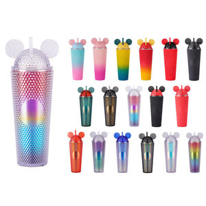 BORGE all'ingrosso alla rinfusa Bpa Free 24oz doppia parete <span class=keywords><strong>di</strong></span> plastica Mickey Tumblr tazza con coperchio paglia con coperchio orecchie - Product Image 1
