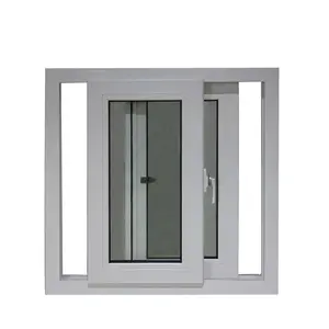 Durable Pvc Sliding Glass Window Factory White Two Track Windows Pvc Window 80 mm Sliding Durable Pvc Sliding Glass Window