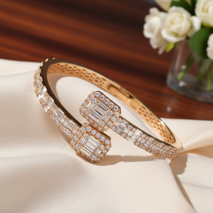 10kt Yellow Gold Real Diamond Openable <b>Bracelet</b>. - Product Image 3