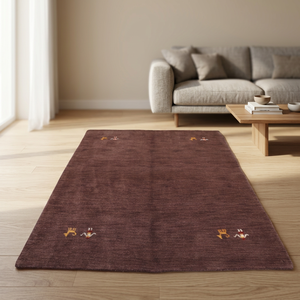 Grand tapis carré moderne en laine noué à la main, brodé, abstrait, antidérapant, lavable, à poils plats, pour la maison, le bureau ou la prière - Product Image 1