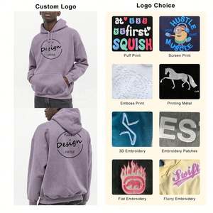 Manufacture High Quality Pullover Long Sleeve French Terry Streetwear Outdoor Casual Screen Print Blank <b>Thick</b> <b>Hoodie</b> for <b>Men</b> - Product Image 2