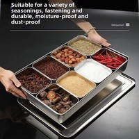Ustensiles de cuisine : Boîte de rangement alimentaire en acier inoxydable à 6 compartiments pour condiments, épices et collations