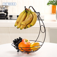 Panier de rangement pour fruits et légumes en fer forgé de style européen avec motif banane et fonction d'égouttage pour utilisation sur bureau - Vente en gros