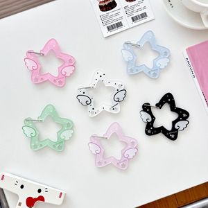 Spot Wholesale Angel Wings Star Plastic <b>Key</b> <b>Chains</b> with Cartoon Pattern Fashion Trend Design Bag Buckle Can Be Hung - Product Image 2