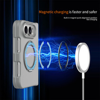 Étui de téléphone magnétique VAWI B526 de luxe pliable, gris translucide mat, toucher doux et soyeux, pour iPhone Duo avec support rotatif