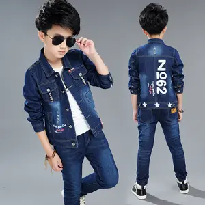 8230237 çocuk giyim toptan sonbahar kore giysi moda genç çocuk giyim Denim suit boys için