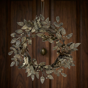 Rustic Metal Leaf Wreath Handmade Decorative <b>Flowers</b> Round Unlit Christmas Wreath <b>Single</b>-piece Package - Product Image 6