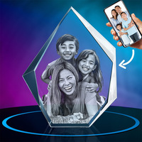 Cadre photo 3D en cristal le plus vendu - Récompense en verre à bords biseautés, idéal pour les mariages, les remises de diplômes ou la reconnaissance professionnelle