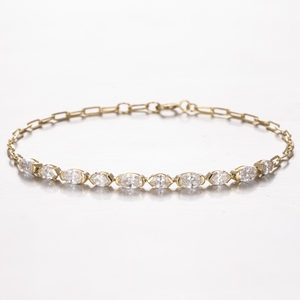 Pulsera de tenis mini para mujer con 10 diamantes cultivados en laboratorio de corte ovalado de 1.33 ct en oro blanco de lujo - Product Image 1