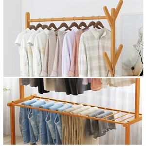 Hai lớp quần áo nặng treo sàn lưu trữ quần áo giá với bánh xe - Product Image 4