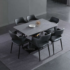 Mesa de comedor rectangular extensible, plegable, mármol negro, <span class=keywords><strong>120</strong></span>, 140 cm, con 6 sillas - Product Image 4