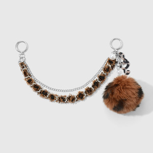Vintage Fashionable Meilade Series Brown Leopard Print Handmade Chain Pom Pom Mirror Bow DIY Bag Pendant