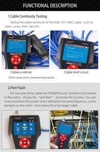 Probador de Cables de Red NOYAFA NF-8601, RJ45, RJ11, BNC, CAT5, CAT6, PoE, Localizador de Cables - Product Image 2