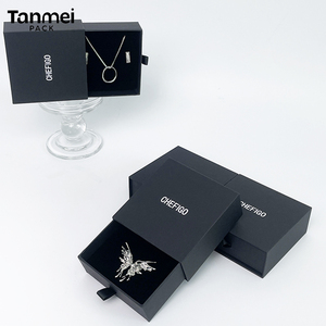 <b>Black</b> Luxury Drawer Style Custom logo Jewelry <b>Box</b> for Necklace and Earrings - Product Image 4