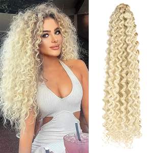 Extensiones de Cabello Sintético Ondulado Profundo Resistente al Calor al por Mayor de Fábrica, Ondas de Ganchillo Boho Rizadas, Ondas de Agua de Fibra a Granel para Trenzas - Product Image 1