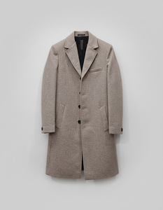 Manteau long en laine pour homme, col à revers, simple boutonnage, coupe classique - Product Image 1