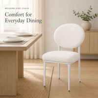 Chaise d'appoint moderne en bouclette, chaise de salle à manger rembourrée, siège lounge à dossier rond pour hôtel, café, restaurant