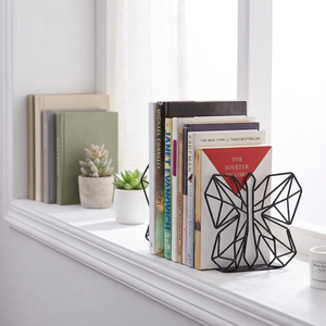 Juego de 2 sujetalibros metálicos AK con diseño de mariposa, acabado en polvo negro, soportes decorativos para libros para mesa, decoración de sala de estar - Product Image 2