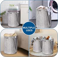 Panier à linge personnalisé avec poignées Poubelle de lavage pliante étanche autoportante Panier à linge rond pliable avec couvercle