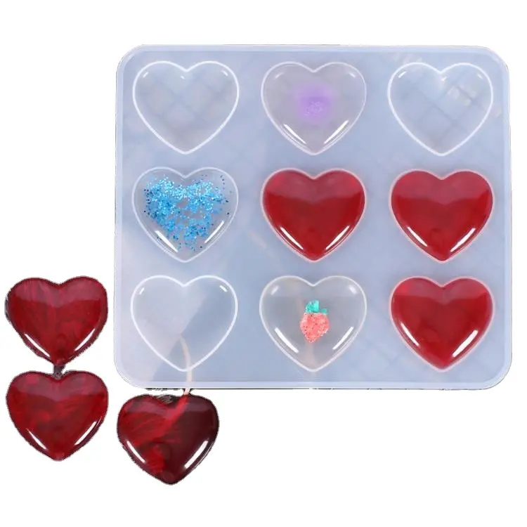 Heart Shape Epoxy Resin Silicone Molds DIY Necklace Pendant Making Supplies for Keychain Charms Jewelry Craft