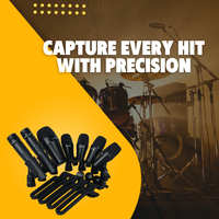 Kit de 7 Microphones Dynamiques Filaire Professionnel Anti-Bruit Conception Légère pour Performance en Direct