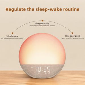 Machine à bruit blanc populaire pour le sommeil, avec lumière de réveil, horloge numérique, réveil simulateur d'aube, 30 sons apaisants et minuterie d'arrêt automatique - Product Image 6