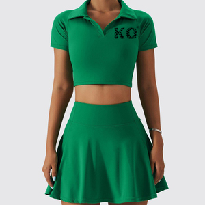 Damen Zweiteiler Set Crop Top und Rock Freizeitkleidung mit Eigenem Logo Damen-Outfit Freizeitkleidung Hersteller - Product Image 1