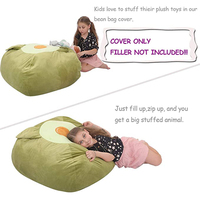 Sac de rangement d'avocat pour enfants, housse de chaise, organisateur pour les oreillers en peluche, couvertures, sac de haricots vert en velours, nouvelle collection