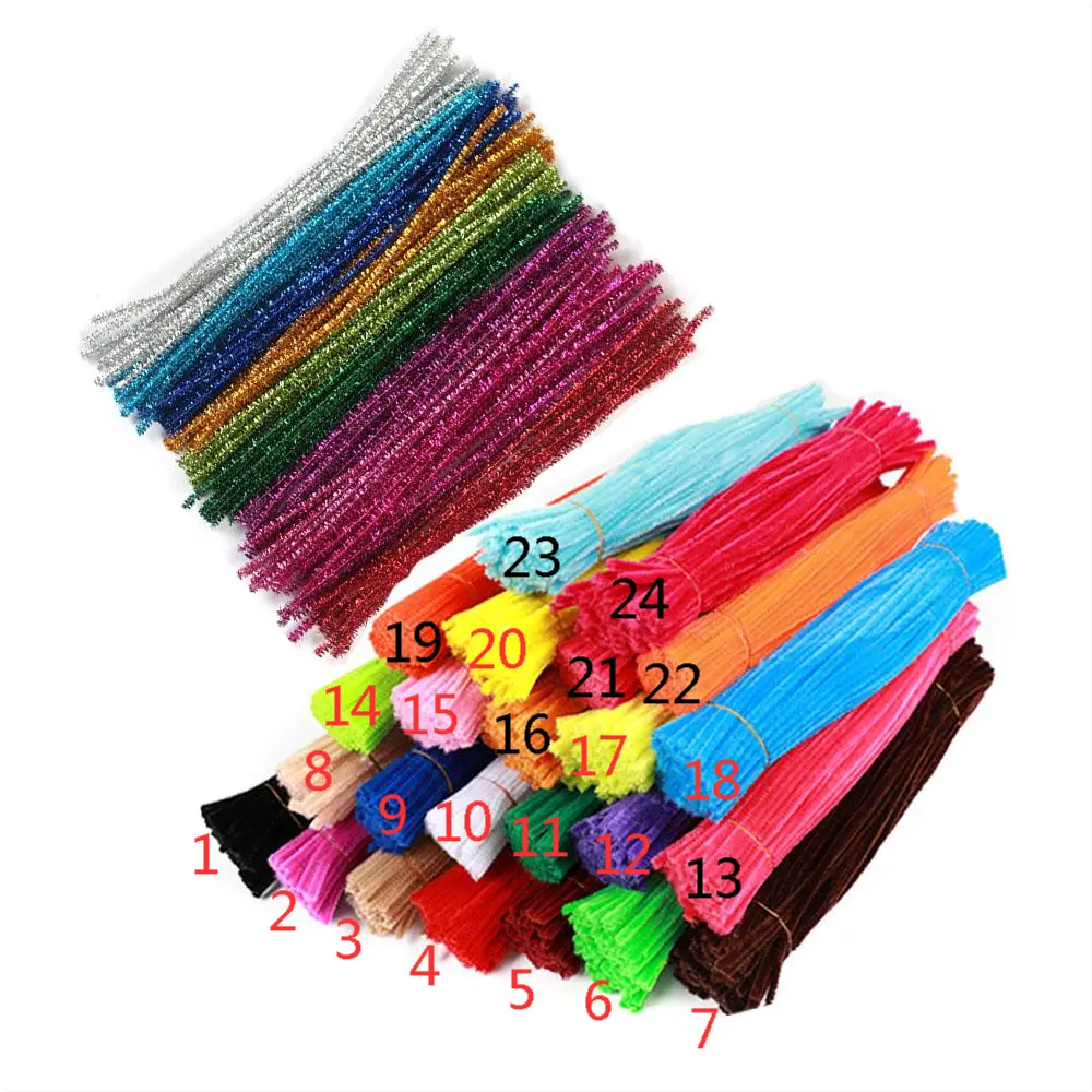 100pcs 5mm Chenille Vorbauten Pfeifenreiniger Kinder Kinder Plüsch Pädagogisches Spielzeug Handwerk Bunte Rohr Reiniger Spielzeug