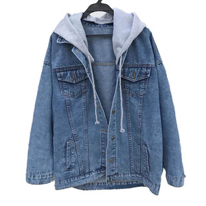 Giacca di Jeans da Donna alla Moda, Cappotto Streetwear <span class=keywords><strong>Taglie</strong></span> <span class=keywords><strong>Forti</strong></span> con Cappuccio Rimovibile per Primavera, Giacca da Moto di Lusso Standard - Product Image 3