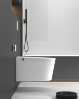 Petit WC mural intelligent haut de gamme avec réservoir caché, siège chauffant, télécommande, économie d'espace, siphon en P, pour salle de bain moderne