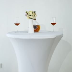 Nappe ronde en polyester et élasthanne de haute qualité, extensible, lavable, personnalisable pour les hôtels, les banquets, les mariages - Product Image 4