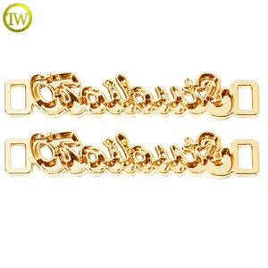 Scarpe placcate lucide <span class=keywords><strong>oro</strong></span> lettere loghi in lega di zinco <span class=keywords><strong>reggiseno</strong></span> goffrato cinghie di regolazione in lega Slider fibbie per biancheria intima - Product Image 3