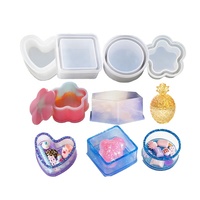 Boîte de rangement de vente chaude moule en silicone boîte de rangement en forme de coeur moule en résine avec couvercle