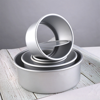 Moule à gâteau rond en aluminium argenté moderne de 4 "à 10" avec fonction antiadhésive amovible Sac de cuisson OPP facile à cuire au four emballé