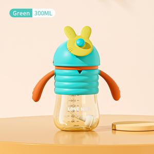 Vente en gros d'usine OEM de gel de silice à motif animal 300ml sans BPA tête de lapin matériau PP grand gobelet droit pour bébés - Product Image 3