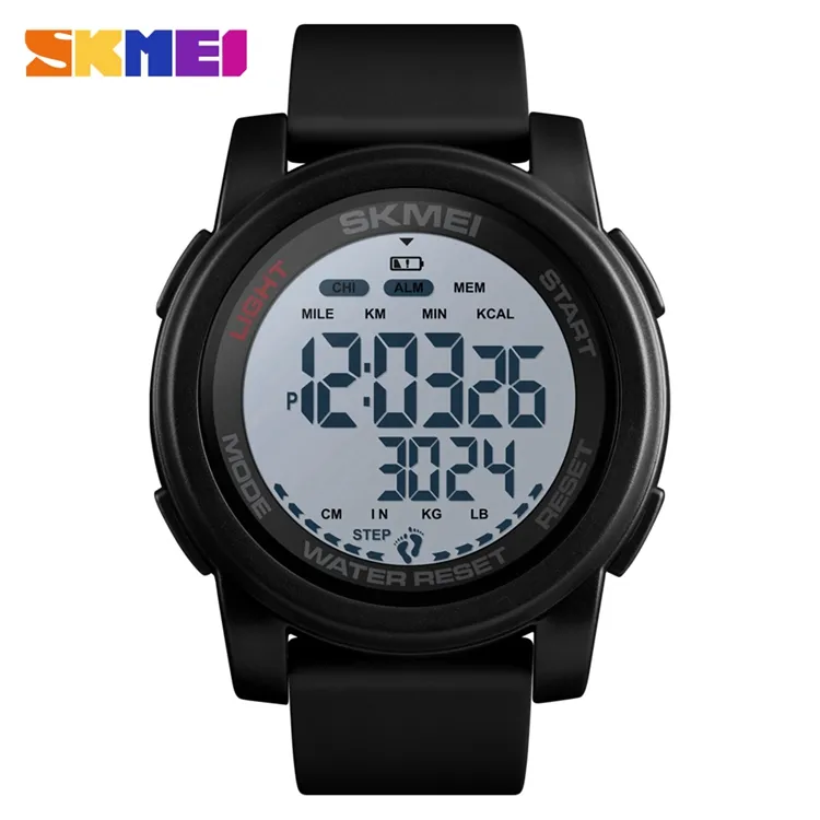 SKMEI 1469 Brand 5atm Waterproof Watch Classic Men's Digital Sports Watch Led Screen Large Face Silicone Strap Wristwatch