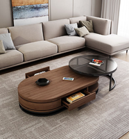 Table basse de style moderne de luxe pour salon, meuble TV télescopique à double niveau, table basse combinée longue