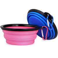 Bol pliable en silicone avec logo personnalisé en usine avec couvercles Lot de 2 bols de voyage portables pour chien bol pliable portable pour animaux de compagnie