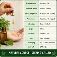 LCHBIO Minyak Cornmint Ekstrak Herbal 100% Murni Menthol Distilasi Uap 70% GC-MS Pendingin Menenangkan Kelas Kosmetik Grosir